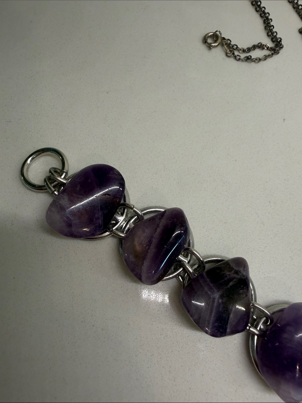 Amethyst Stone Bracelet and Pendant Set - Purple - Picture 5 of 11